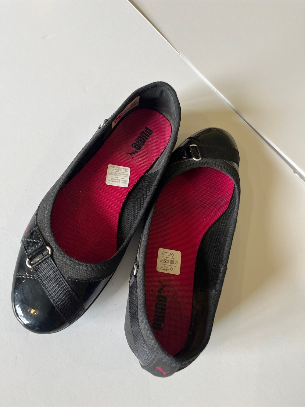 Puma Black Ballet Flats with Pink Insole Size 8